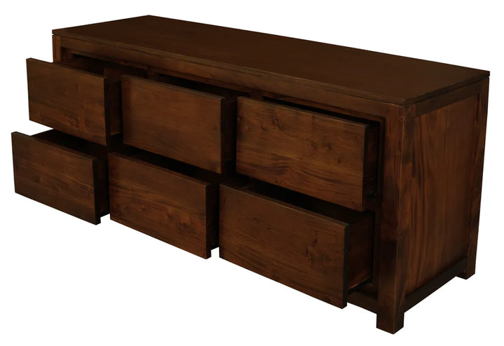Katoomba Solid Mahogany Timber 6 Drawer Dresser - Mahogany