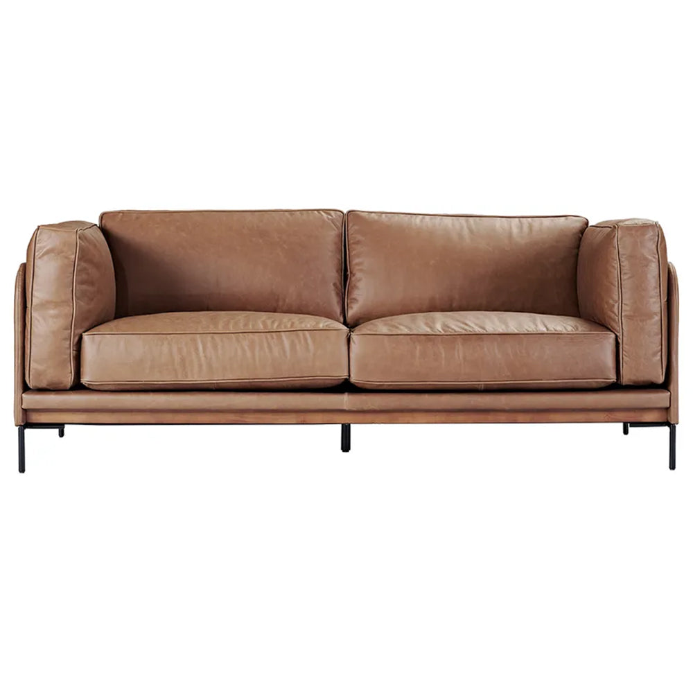 Keansburg Leather Sofa - Dark Brown