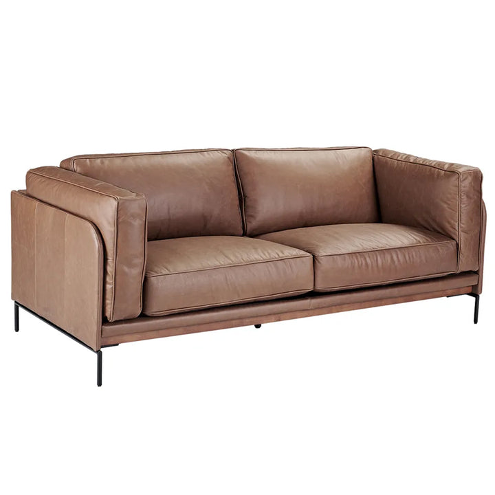 Keansburg Leather Sofa - Dark Brown