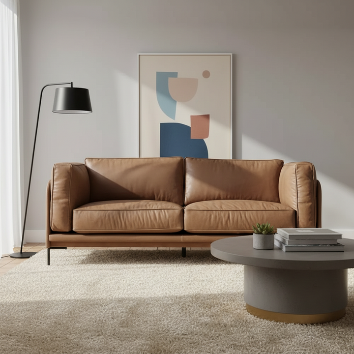 Keansburg Leather Sofa - Dark Brown