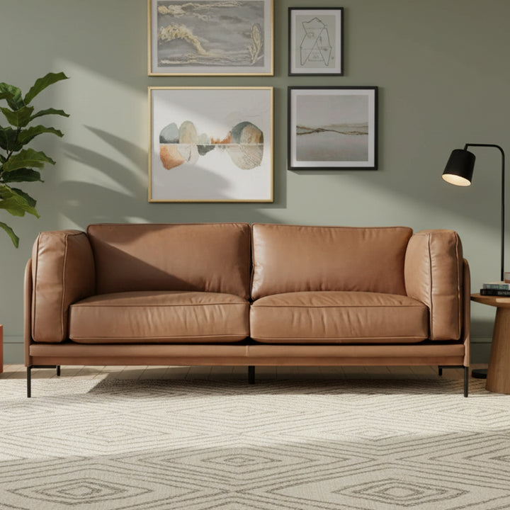 Keansburg Leather Sofa - Light Brown
