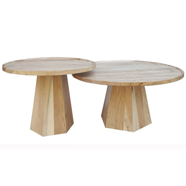 Kempsey Acacia Timber Round Coffee Table 2 Piece Set