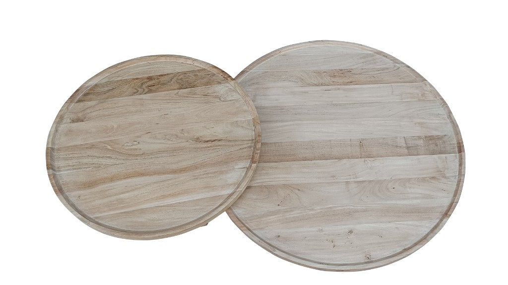 Kempsey Acacia Timber Round Coffee Table 2 Piece Set