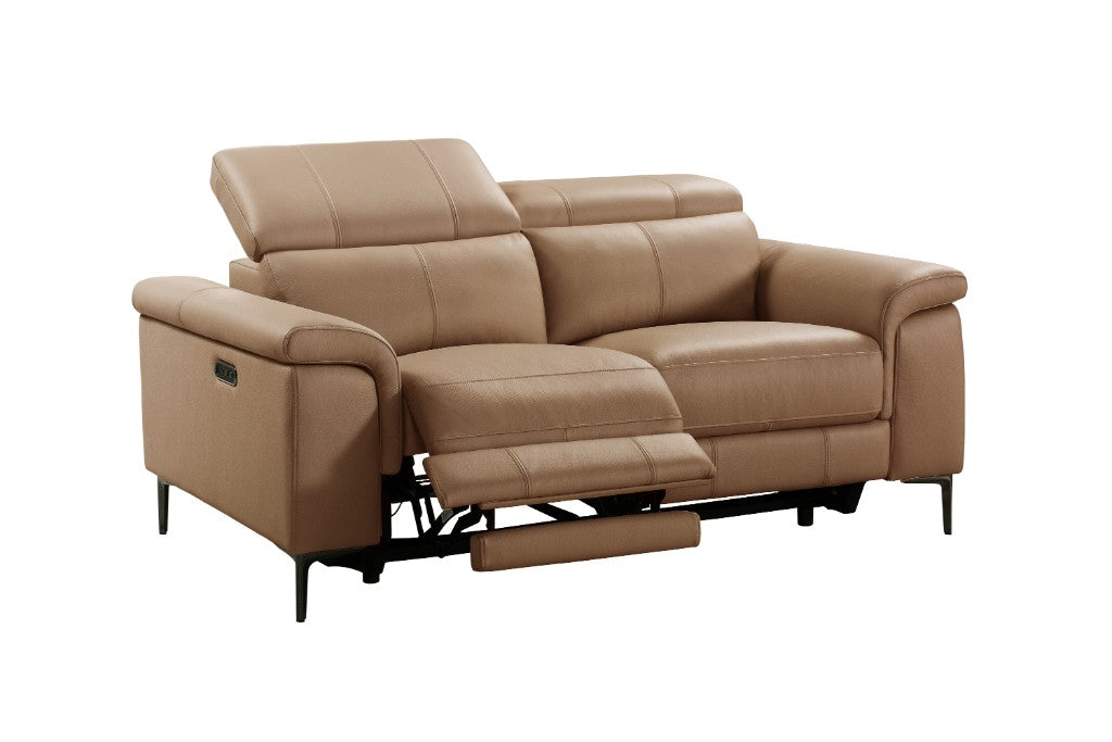 Kempsey Leather Powered 2 Seater Sofa - Coffee