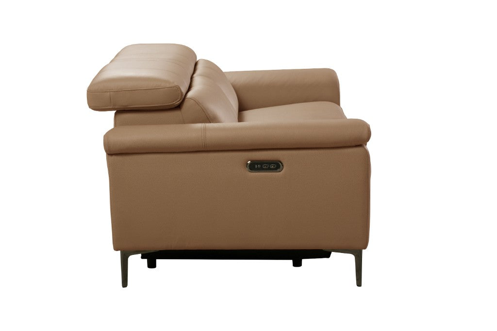 Kempsey Leather Powered 2 Seater Sofa - Coffee