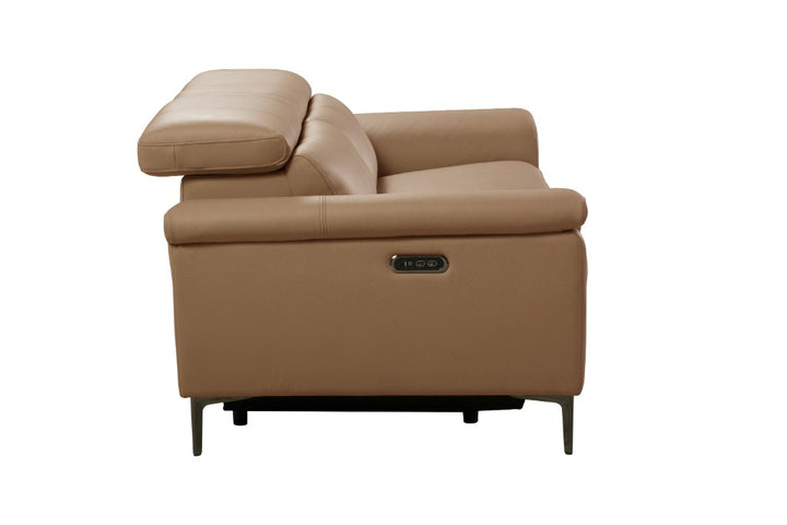 Kempsey Leather Powered 2 Seater Sofa - Coffee