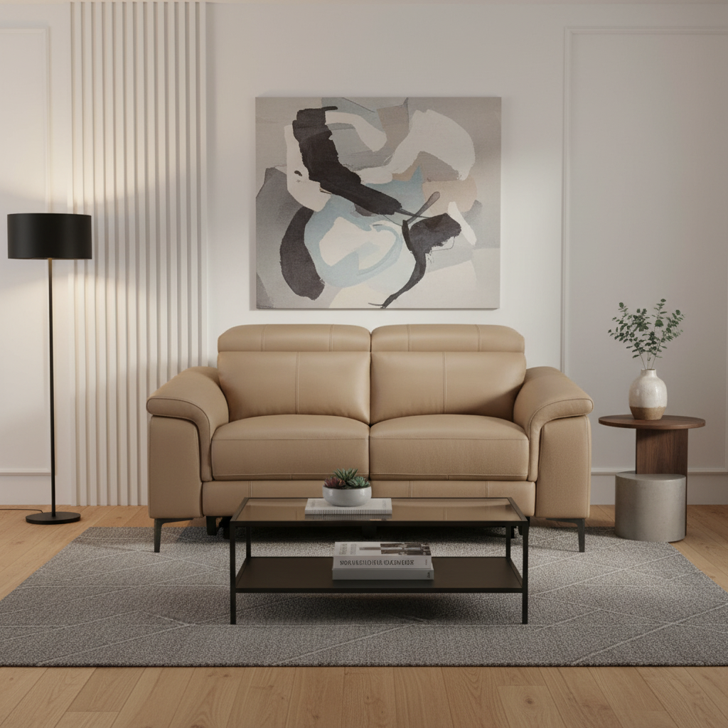 Kempsey Leather Powered 2 Seater Sofa - Coffee