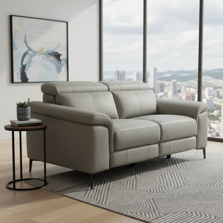 Kempsey Leather Powered 2 Seater Sofa - Fawn