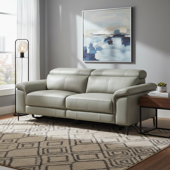 Kempsey Leather Powered 3 Seater Sofa - Fawn