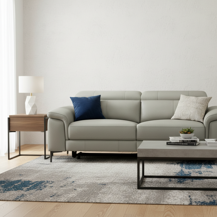 Kempsey Leather Powered 3 Seater Sofa - Fawn