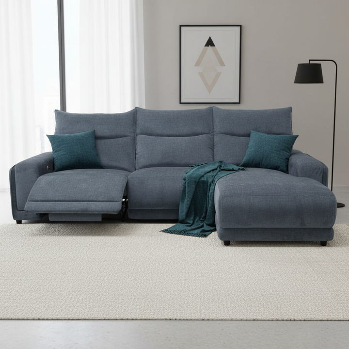 Kenny Fabric Recliner Sofa with Chaise - Carbon