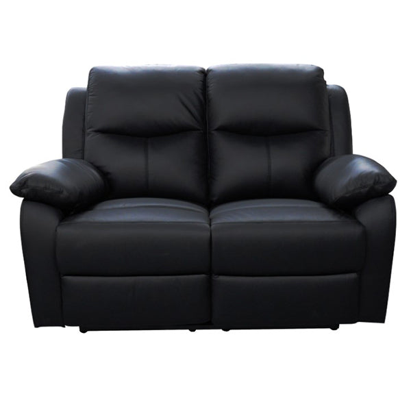 Kent Manual Leather Recliner 2 Seater Sofa - Black