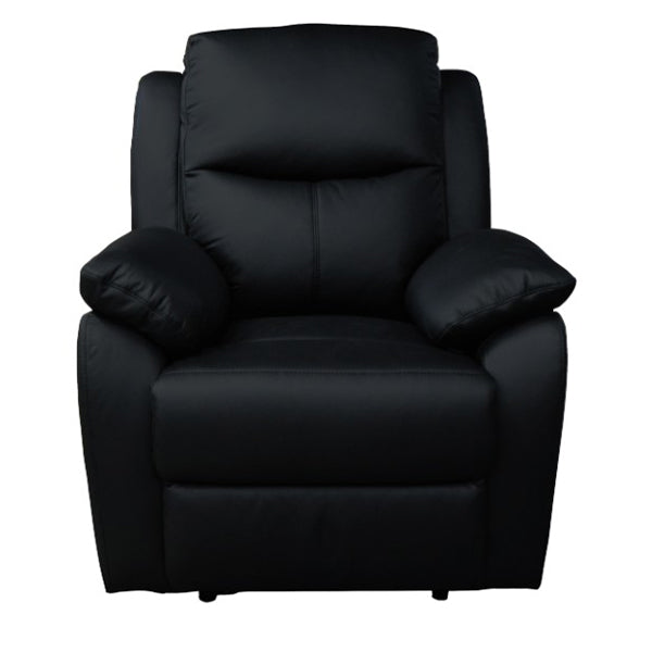 Kent Manual Leather Recliner Armchair - Black