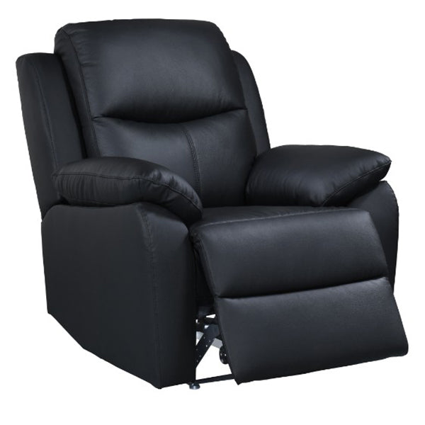 Kent Manual Leather Recliner Armchair - Black