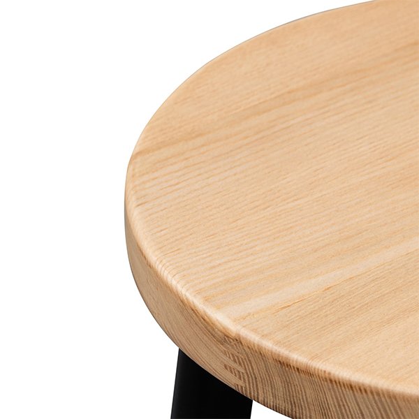 Krista 46cm Natural Wooden Seat Low Stool - Black Legs