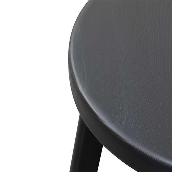 Krista 46cm Wooden Seat Low Stool - Full Black