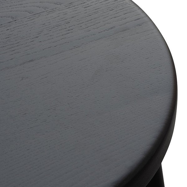 Krista 46cm Wooden Seat Low Stool - Full Black