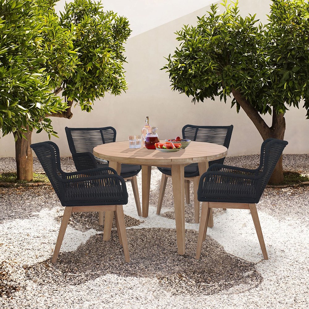 Kuhl 5 Piece Rope & Eucalyptus Timber Outdoor Round Dining Package