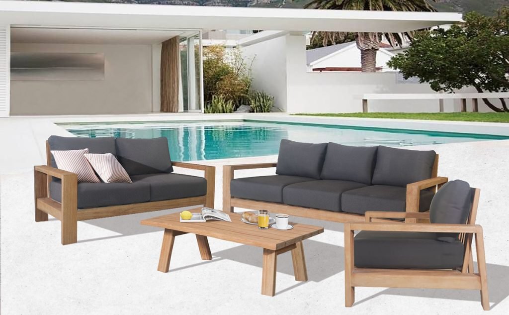 Kuhl 3 Seater Eucalyptus Timber Outdoor Sofa