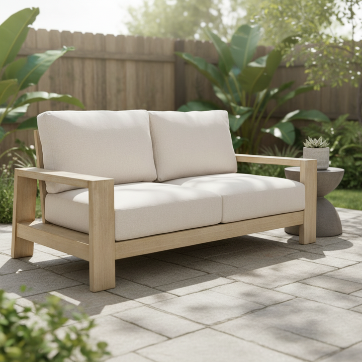 Kuhl 2 Seater Eucalyptus Timber Outdoor Sofa - Whitewash