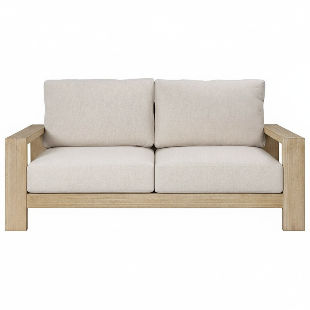 Kuhl 2 Seater Eucalyptus Timber Outdoor Sofa - Whitewash