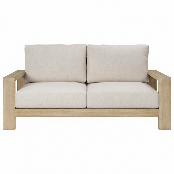 Kuhl 2 Seater Eucalyptus Timber Outdoor Sofa - Whitewash