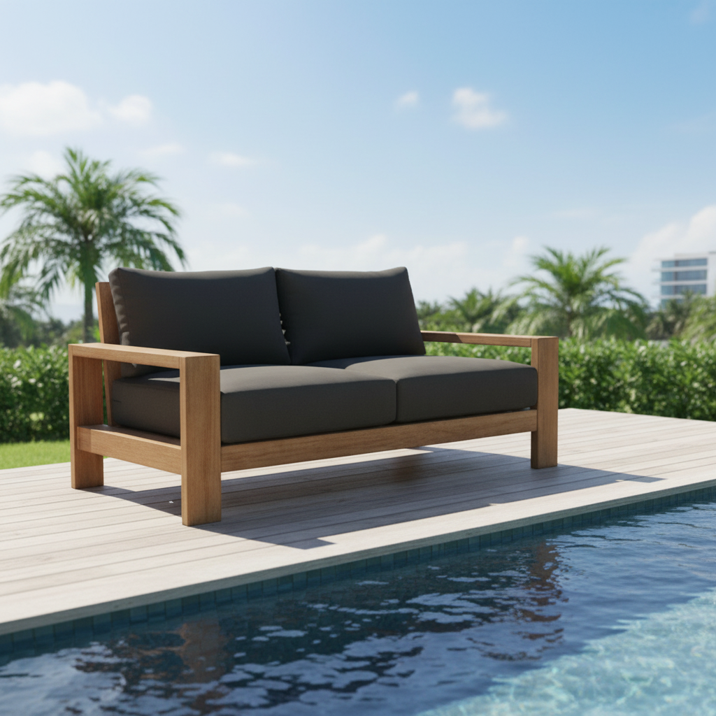 Kuhl 2 Seater Eucalyptus Timber Outdoor Sofa