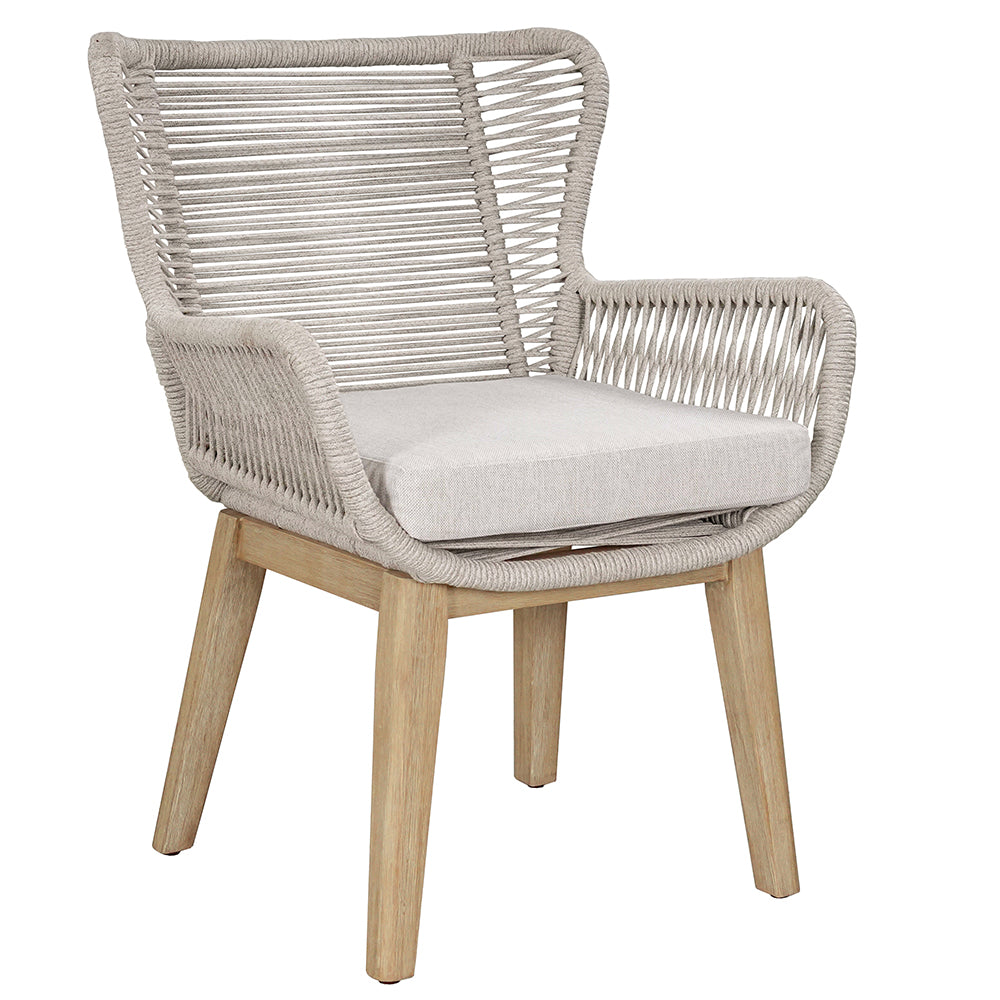 Kuhl 3 Piece Rope & Eucalyptus Timber Outdoor Chair Set - Whitewash