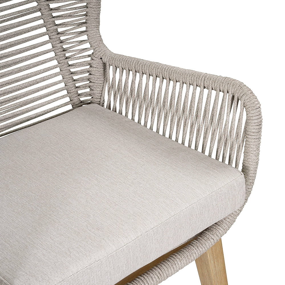 Kuhl 3 Piece Rope & Eucalyptus Timber Outdoor Chair Set - Whitewash