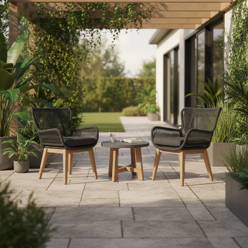 Kuhl 3 Piece Rope & Eucalyptus Timber Outdoor Chair Set