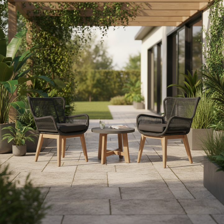Kuhl 3 Piece Rope & Eucalyptus Timber Outdoor Chair Set