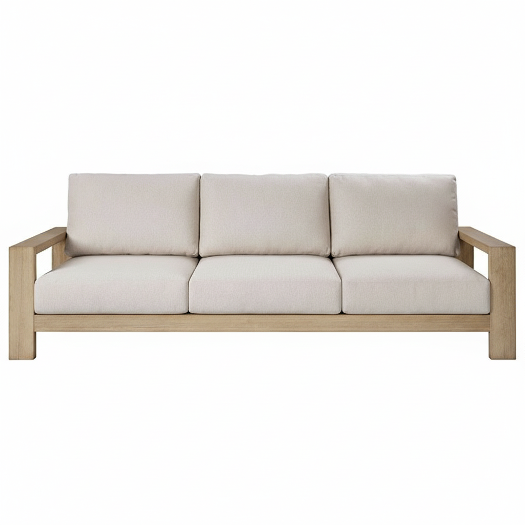 Kuhl 3 Seater Eucalyptus Timber Outdoor Sofa - Whitewash