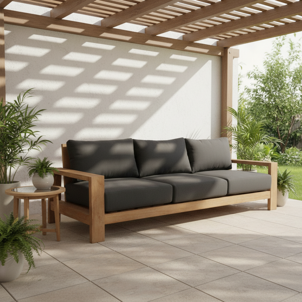 Kuhl 3 Seater Eucalyptus Timber Outdoor Sofa