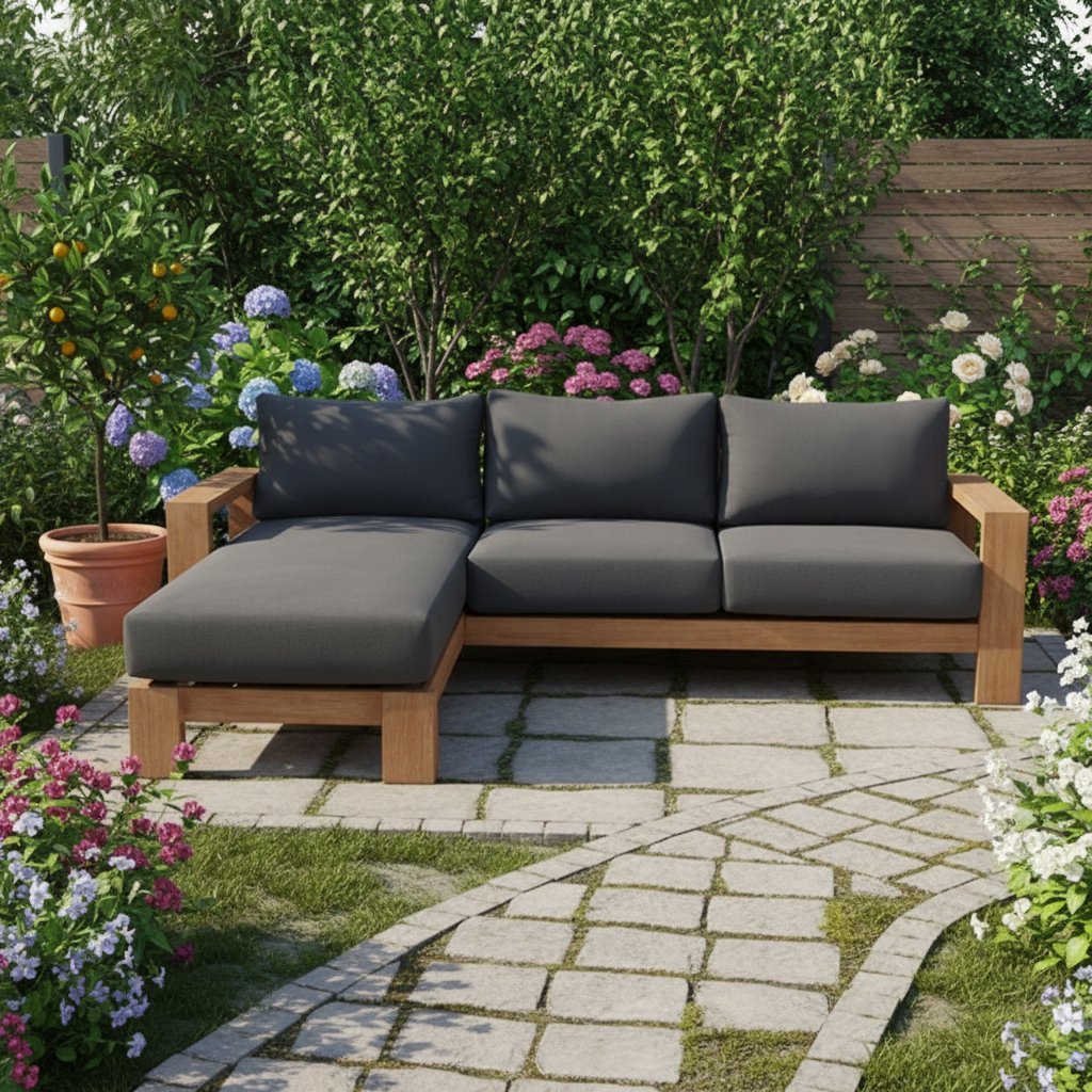 Kuhl 3 Seater with Chaise Eucalyptus Timber Outdoor Corner Sofa