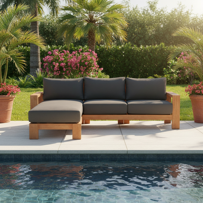 Kuhl 3 Seater with Chaise Eucalyptus Timber Outdoor Corner Sofa