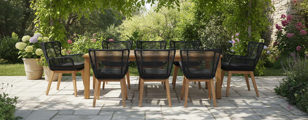 Kuhl 9 Piece Rope & Eucalyptus Timber Outdoor Dining Package