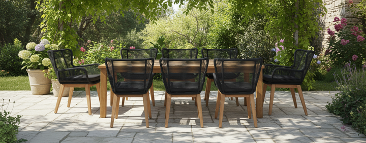 Kuhl 9 Piece Rope & Eucalyptus Timber Outdoor Dining Package