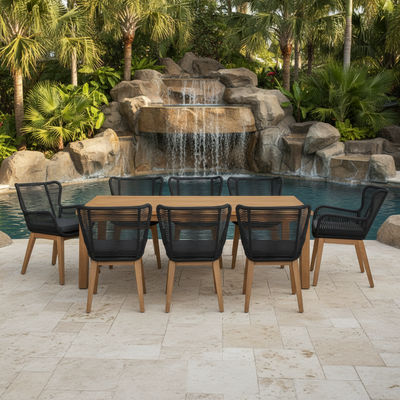 Kuhl 9 Piece Rope & Eucalyptus Timber Outdoor Dining Package