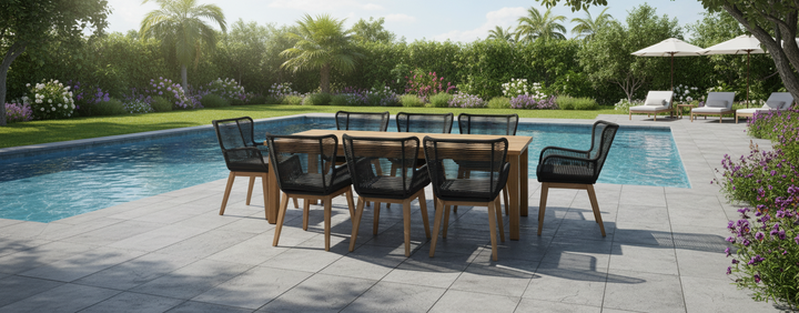 Kuhl 9 Piece Rope & Eucalyptus Timber Outdoor Dining Package