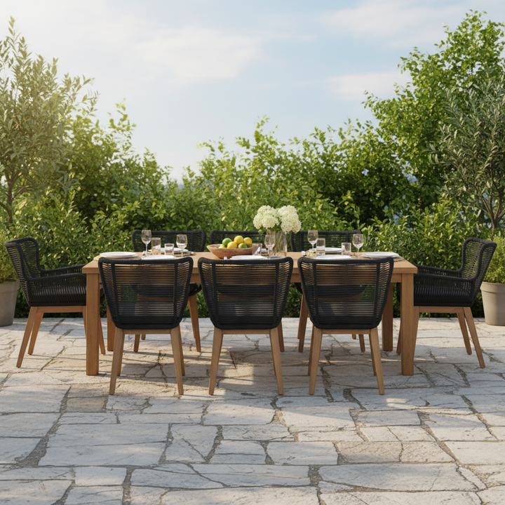 Kuhl 9 Piece Rope & Eucalyptus Timber Outdoor Dining Package
