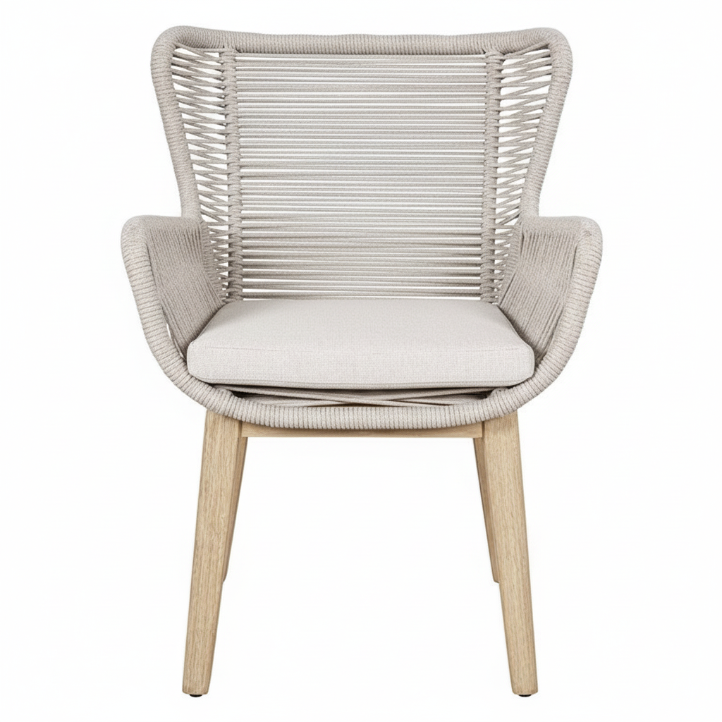 Kuhl Rope & Eucalyptus Timber Outdoor Dining Chair - Whitewash