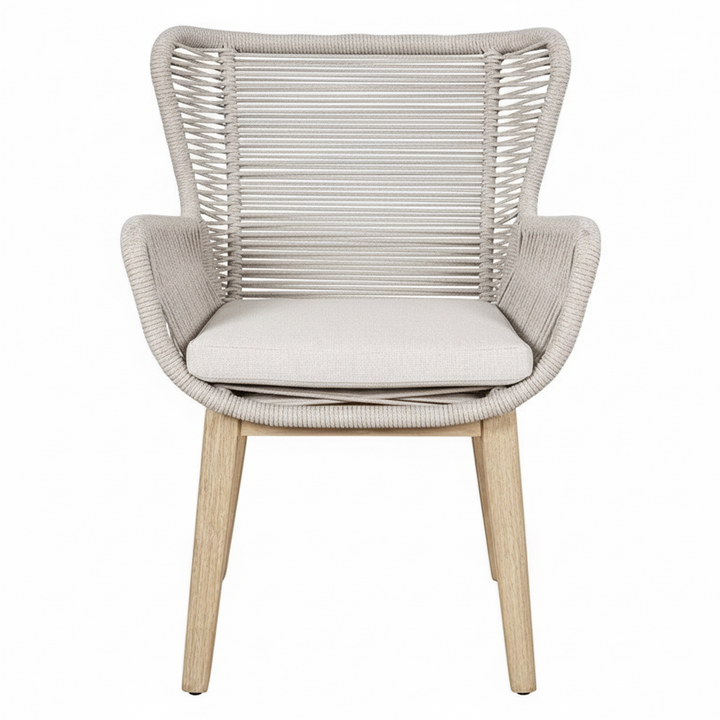 Kuhl Rope & Eucalyptus Timber Outdoor Dining Chair - Whitewash