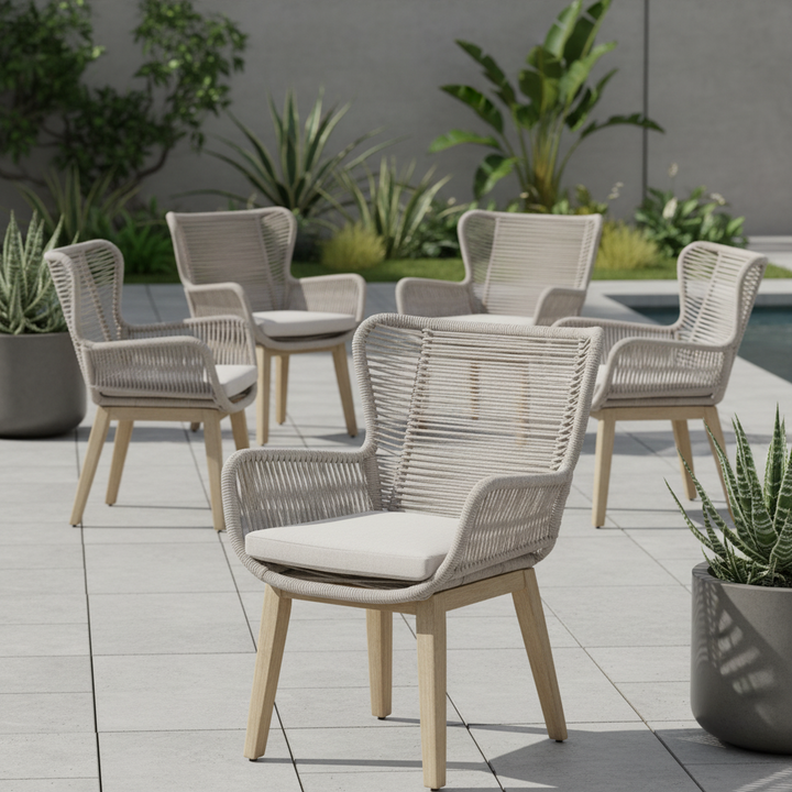 Kuhl Rope & Eucalyptus Timber Outdoor Dining Chair - Whitewash