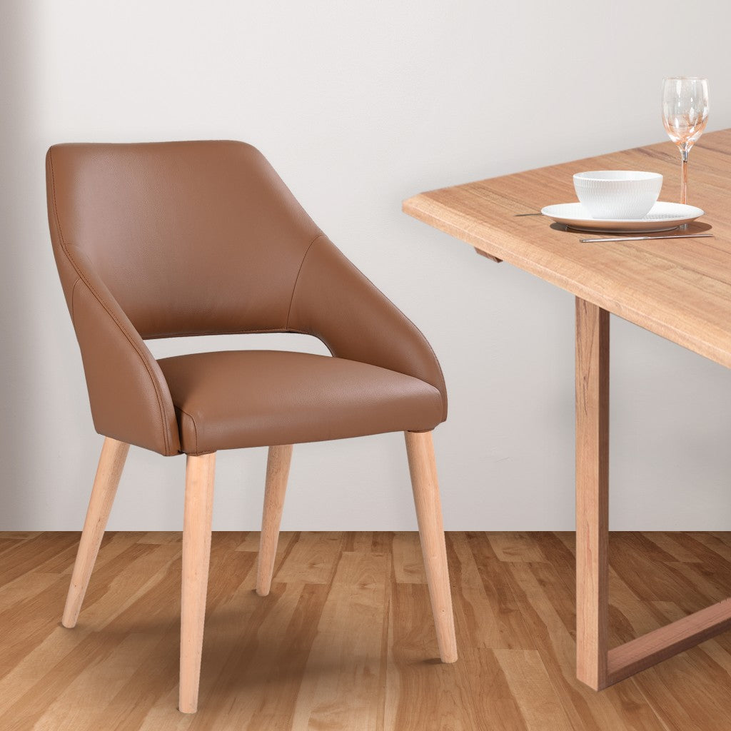 Kyle Leather Dining Chair - Cognac