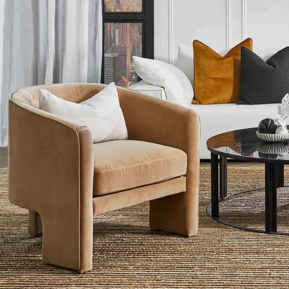 Kylie Arm Chair - Ochre Velvet