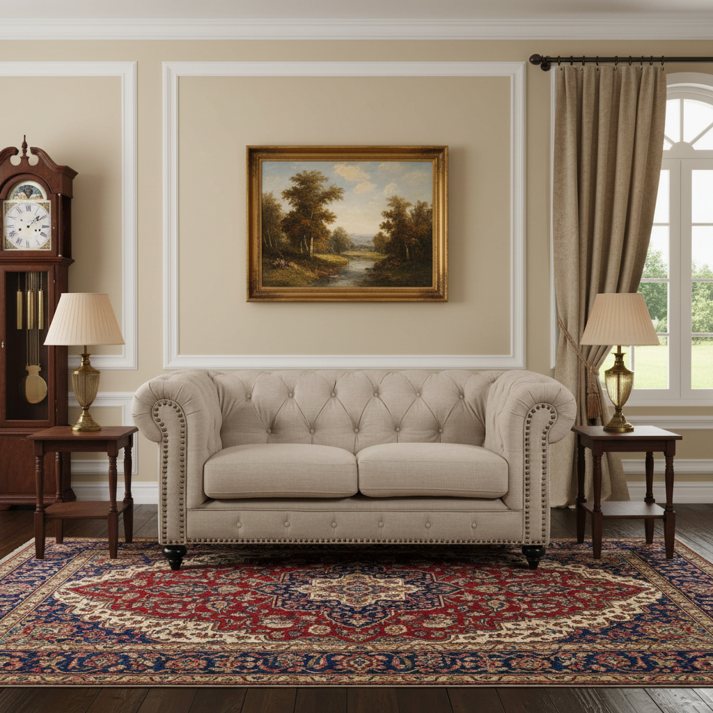 Landon 2 Seater Chesterfield Sofa - Beige