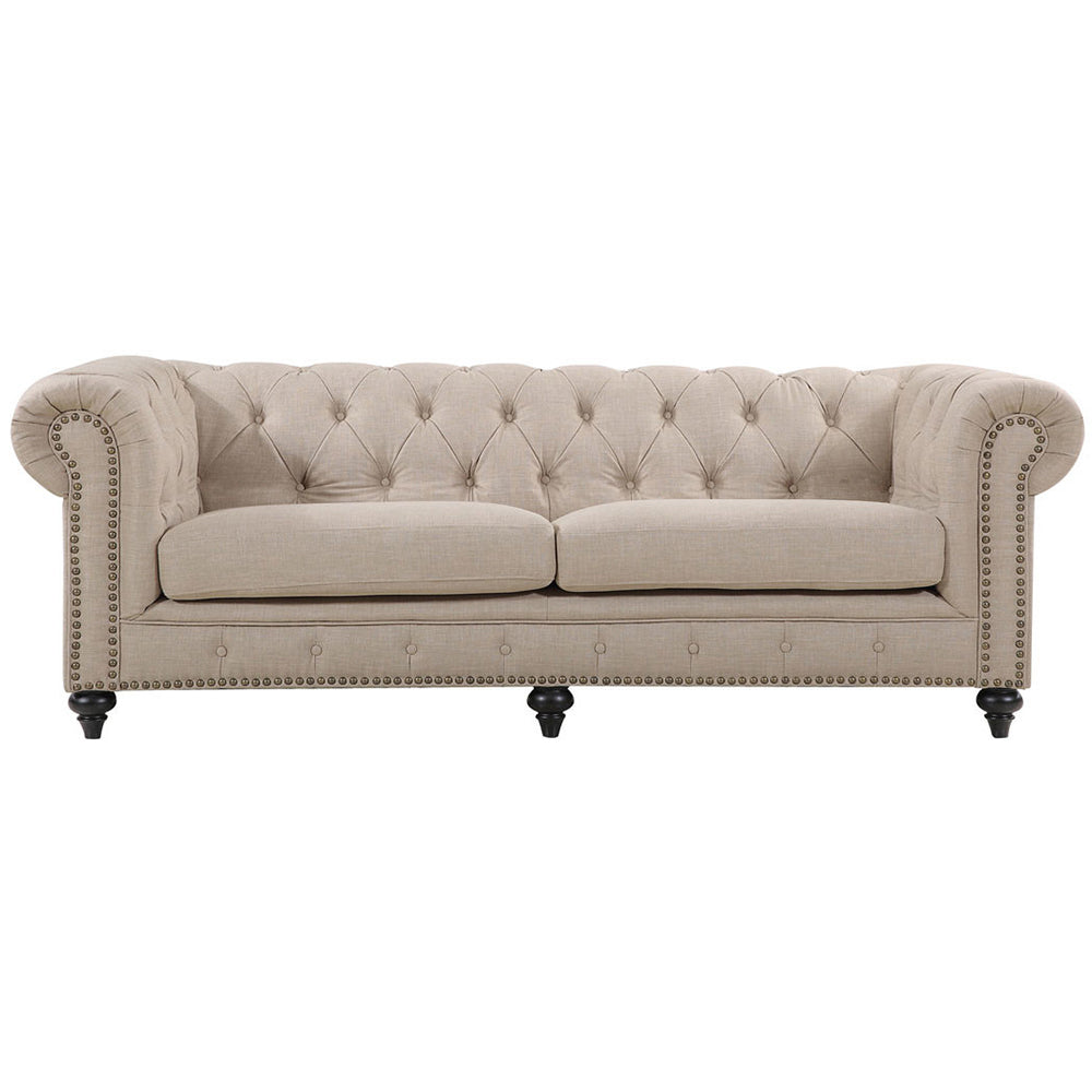 Landon 3 Seater Chesterfield Sofa - Beige