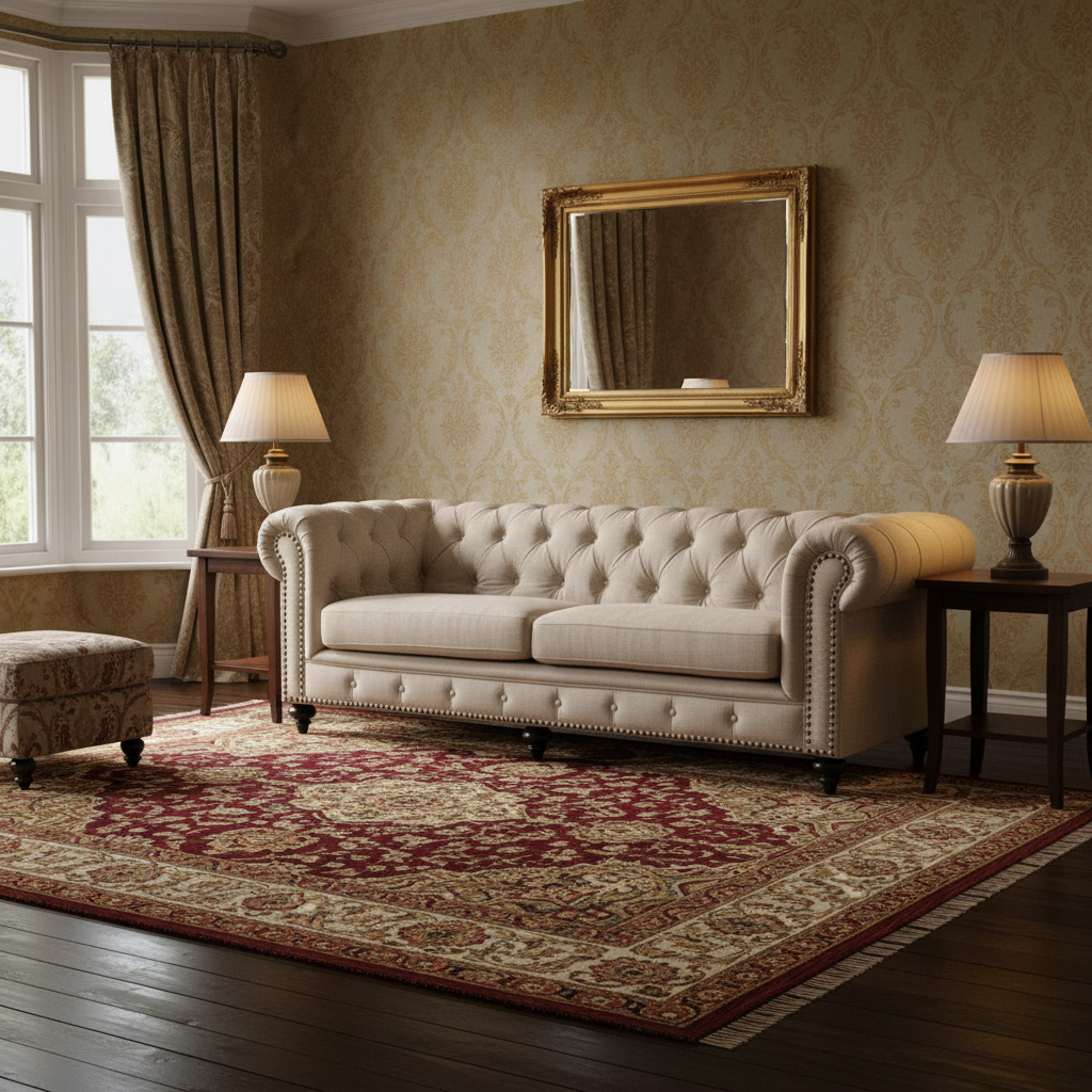 Landon 3 Seater Chesterfield Sofa - Beige