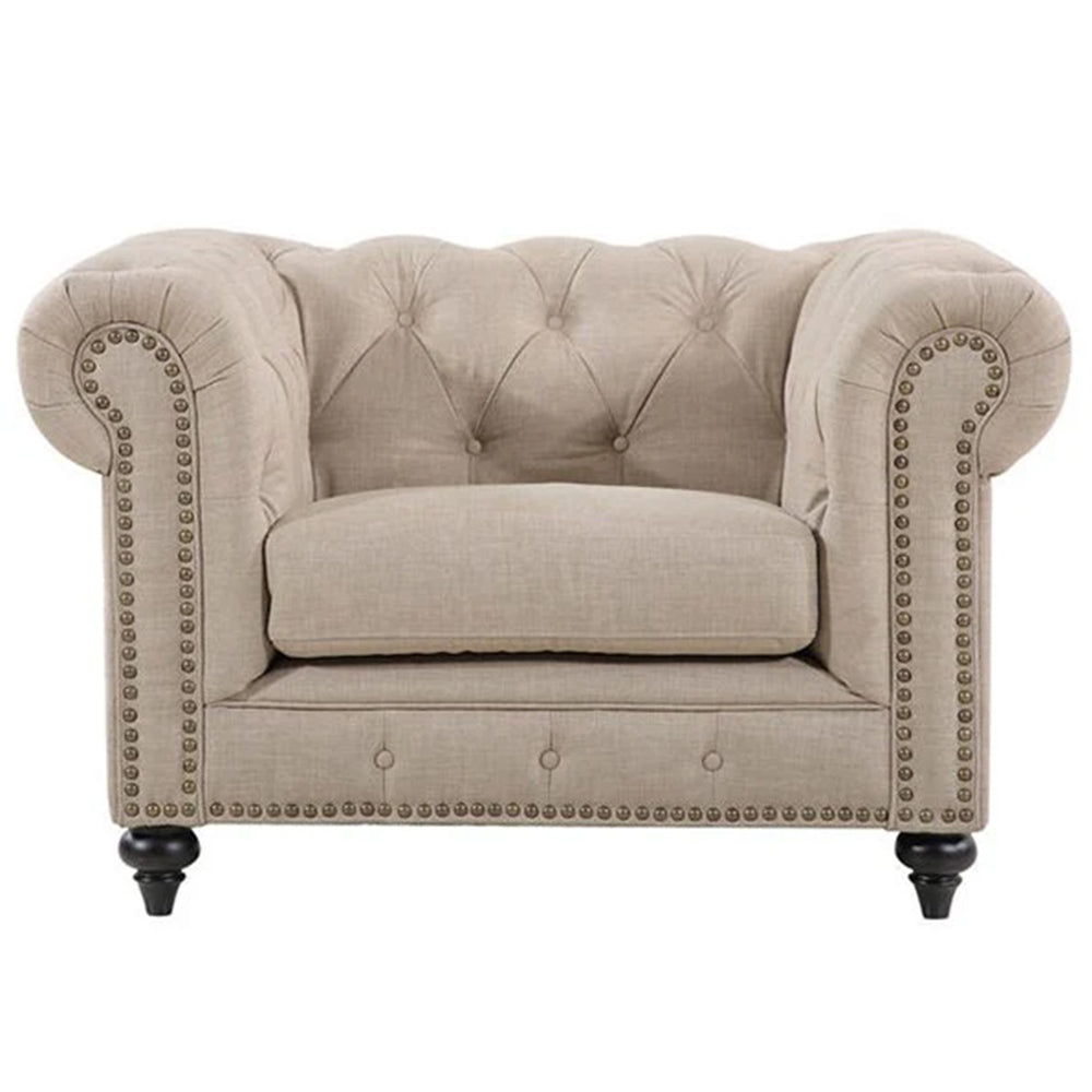 Landon Chesterfield Armchair - Beige