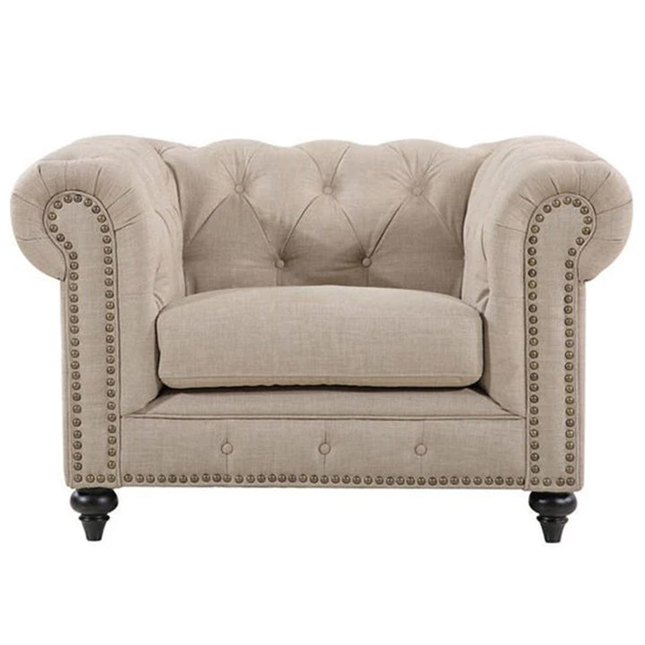 Landon Chesterfield Armchair - Beige